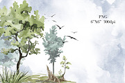 Trees Watercolor clipart. Forest, a Decorative Illustration by NKTKNS (Thumbnail 8 of 8)