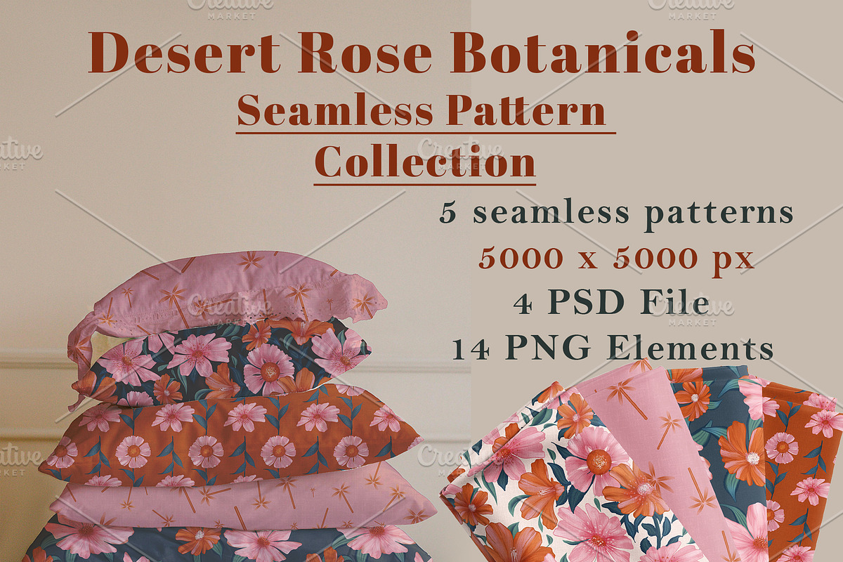 Desert Rose Botanicals Collection, a Pattern Graphic by Nora Gad (Photo 1 of 19)