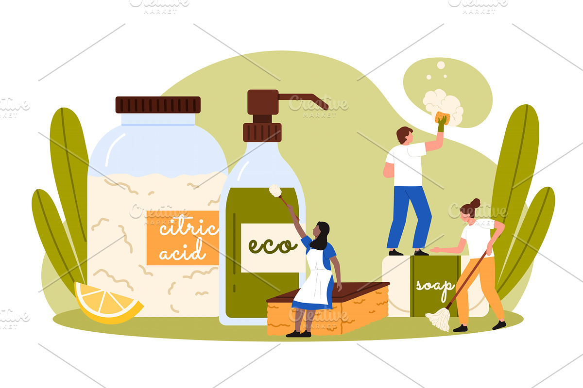 Cleaning service, people, a Person Illustration by Flashvector