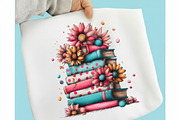 Spring Book Stack Sunflowers Clipart, an Illustration by designcity5 (Thumbnail 3 of 5)