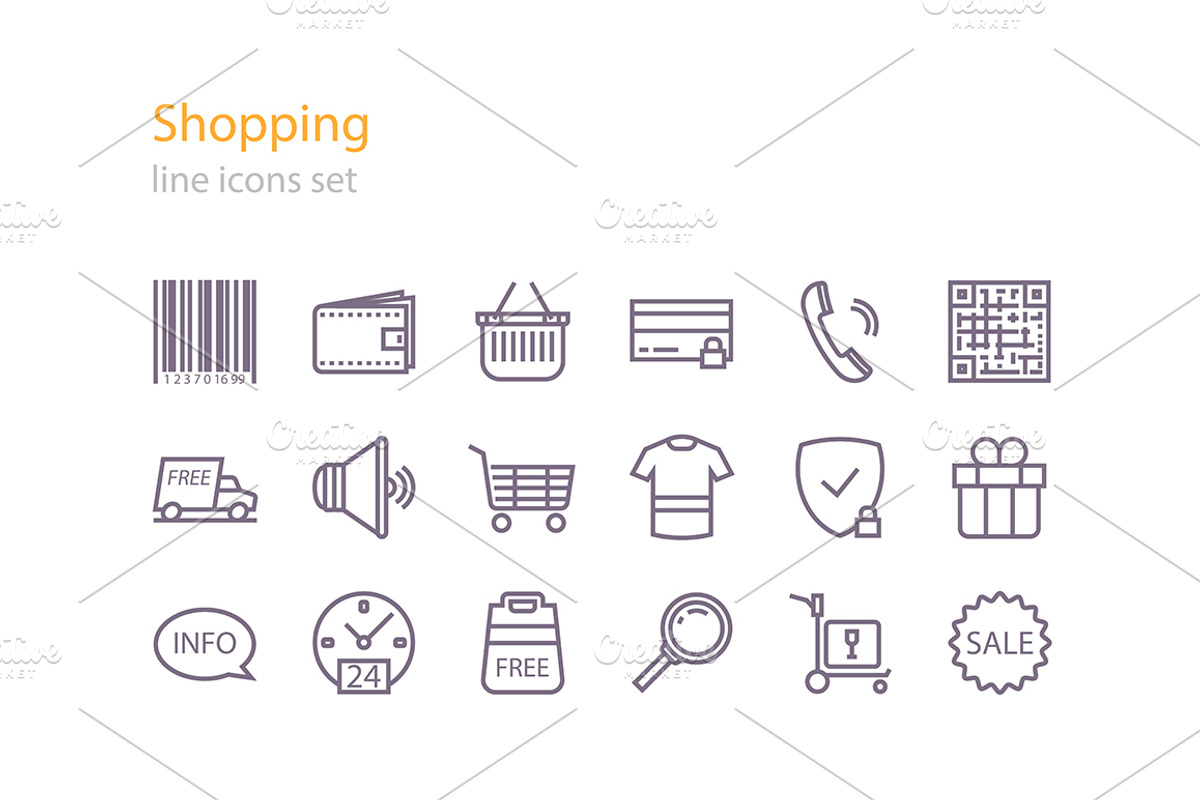 Line shopping icons, an Outline Icon by I-RO (Photo 2 of 2)