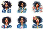 Fashion Black Girl with Denim, a Seasonal Illustration by Designking (Thumbnail 5 of 5)