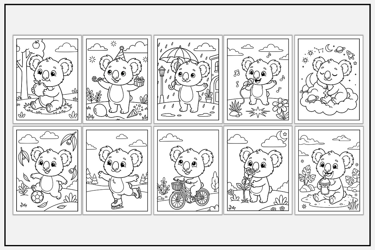 Koala Daily Activities Coloring Book, an Animal Illustration by Lamia Emad (Photo 2 of 5)