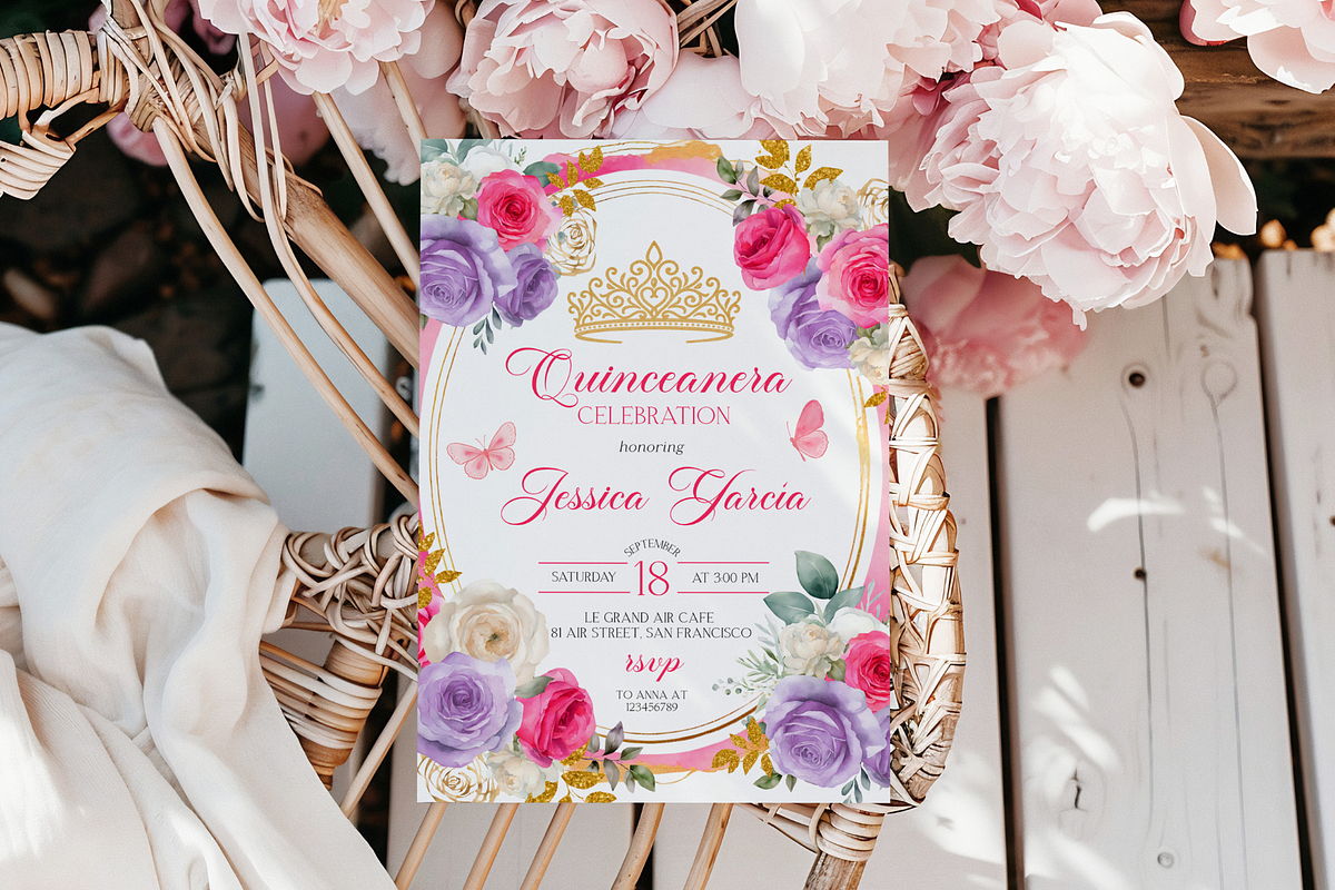 Elegant Quinceañera Invitation, a Templates & Theme by VeliusCreativeStudio (Photo 3 of 3)