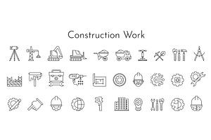 Building line icons set. Symbols in, an Illustration by the8monkey