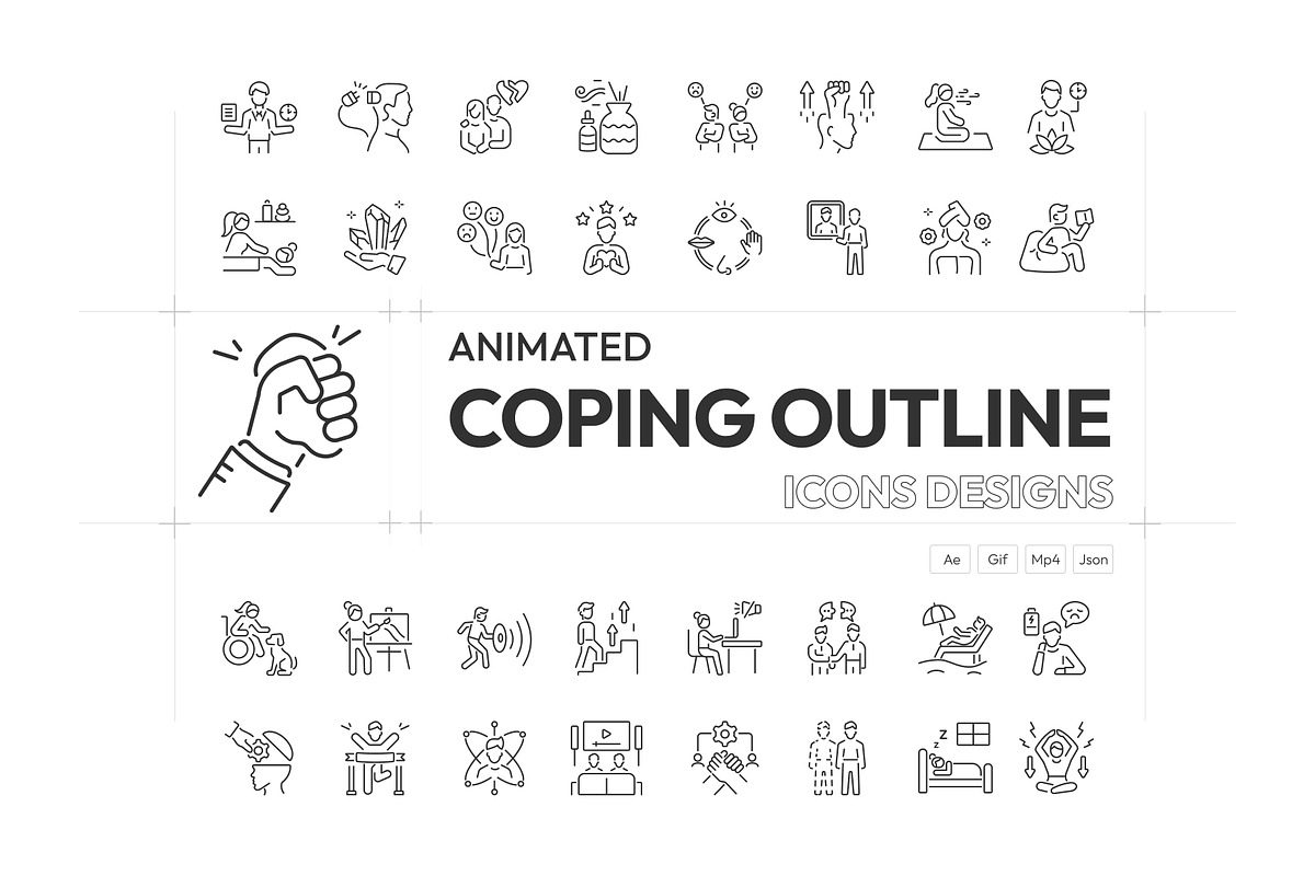 Animated Coping Skills Icons, an Outline Icon by Prosymbols (Photo 1 of 4)