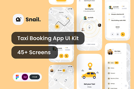 Snail Taxi Booking App UI Kit