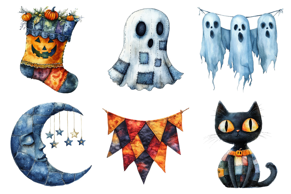 Patchwork Halloween Clipart, an Illustration by Daily.Designs (Photo 3 of 5)