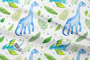 Watercolor cute dinosaurs set, an Animal Illustration by svetodesign (Thumbnail 7 of 8)