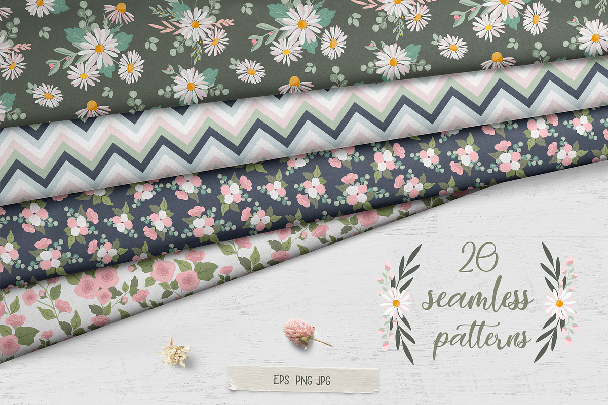 Farmhouse Summer bundle, a Texture Illustration by Cozy pattern shop (Photo 4 of 9)
