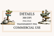 Whimsical Wooden Signpost Clipart, a Seasonal Illustration by Designworld (Thumbnail 4 of 11)