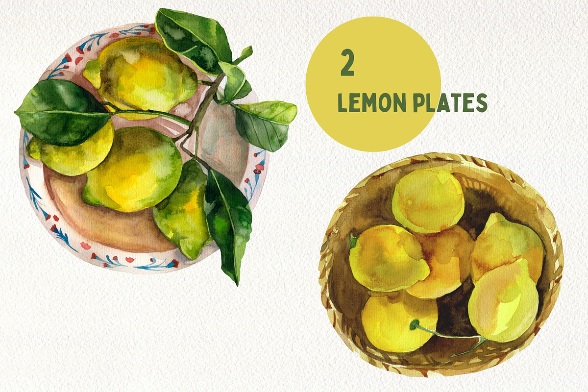 Watercolor Juicy Hand-Painted Lemons, an Object Graphic by Artcard Watercolor (Photo 7 of 9)