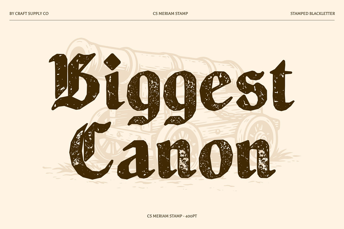CS Meriam Stamp, a Blackletter Font by Craft Supply Co. (Photo 2 of 8)