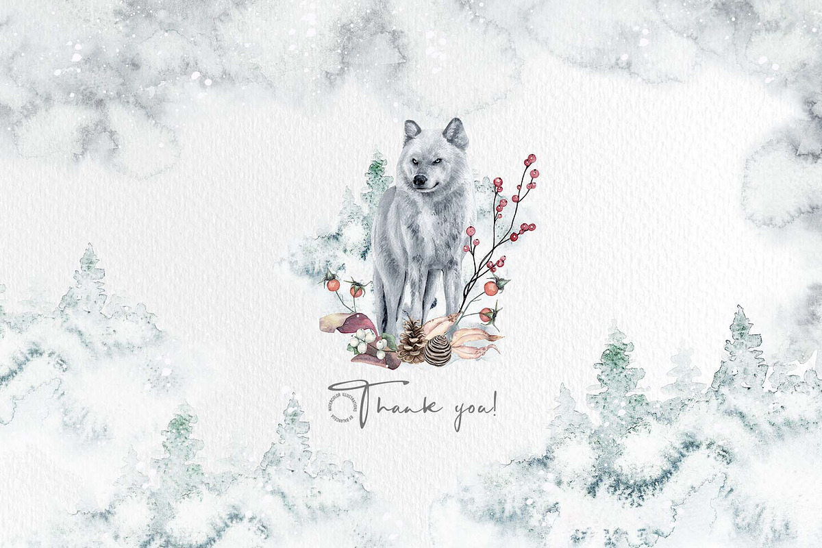 Winter Story Watercolor Clipart, an Animal Illustration by BalanceUA (Photo 13 of 13)