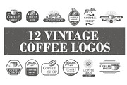 12 Vintage Coffee Logos & Badge, a Branding & Logo Template by Intijaya Studio (Thumbnail 1 of 9)
