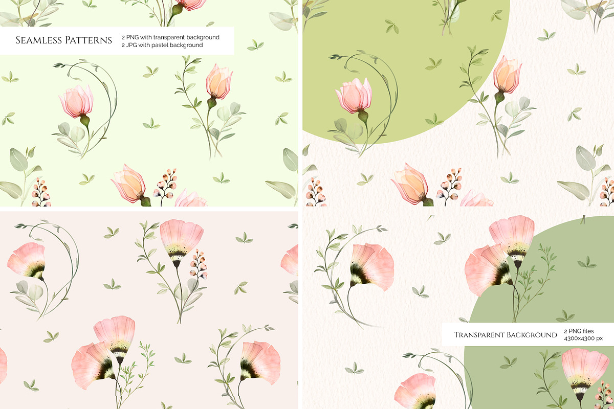 Transparent Blush Garden Watercolor, an Illustration by Akvarelldesign (Photo 9 of 10)