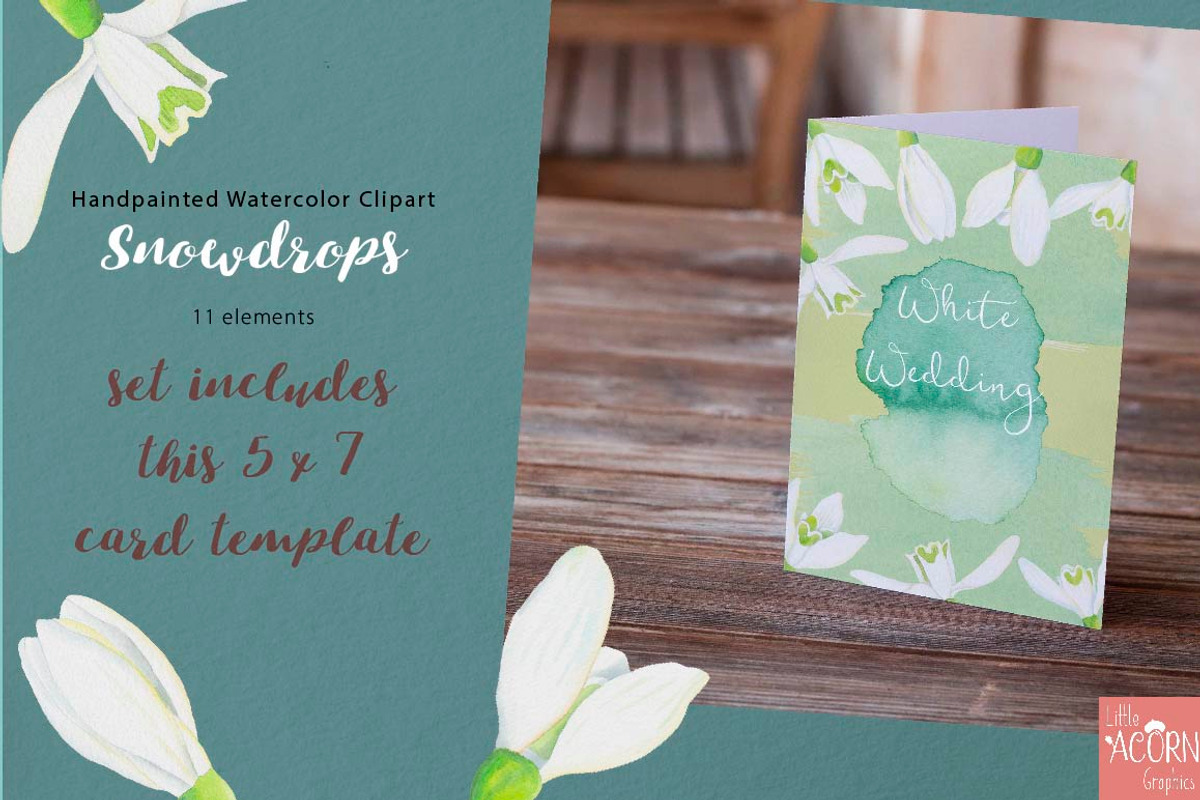 Watercolor Wedding Snowdrops, an Illustration by LittleAcornGraphics (Photo 5 of 7)
