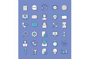 support and help icons, an Object Illustration by studiogstock