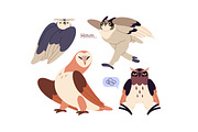 Funny owls, forest birds set, an Animal Illustration by PaperTrident (Thumbnail 2 of 6)