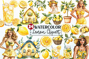 Watercolor Lemon Bundle Clipart, a Seasonal Illustration by Rose Art (Thumbnail 1 of 4)