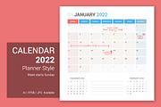 Calendar 2022 Planner Design[Sunday], a Stationery Template by WORAKAMON Design Studio (Thumbnail 2 of 5)