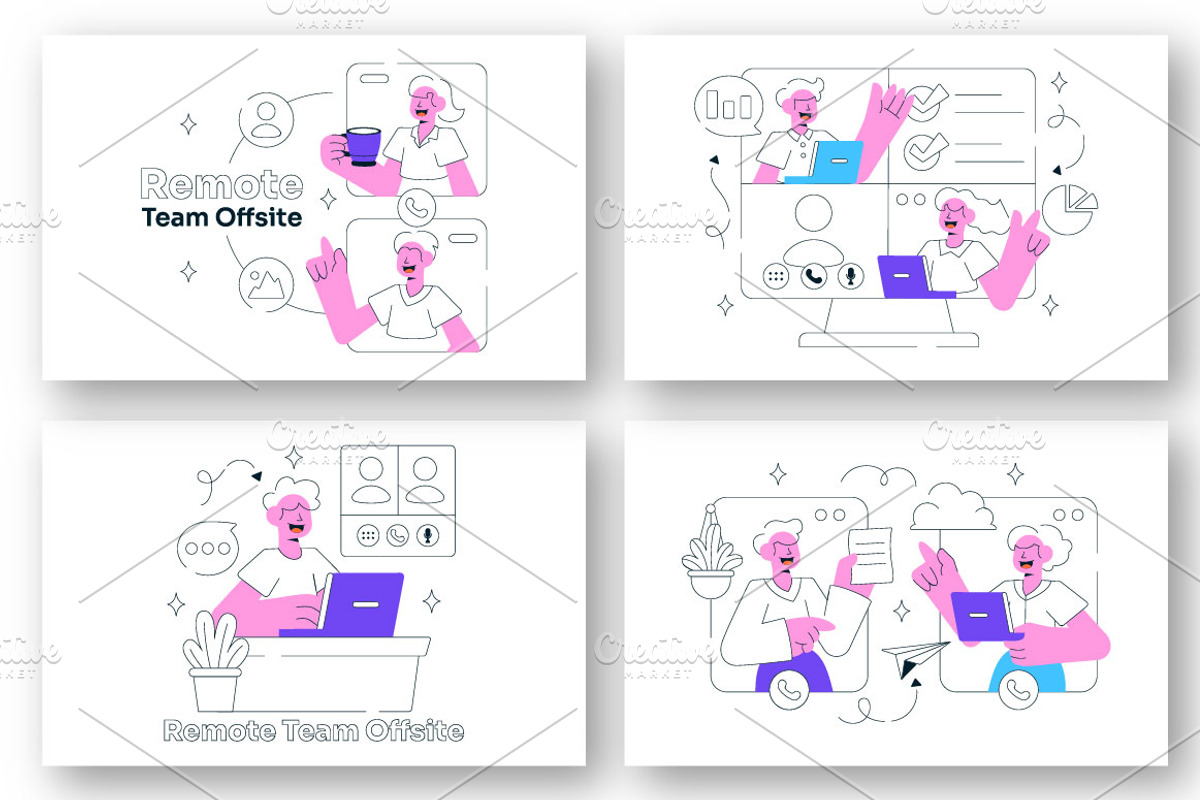 10 Remote Team Offsite Illustration, a Person Illustration by denayunebgt (Photo 3 of 4)
