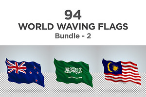 94 Countries Waving Flags - 2, an Object Illustration by shahsoft