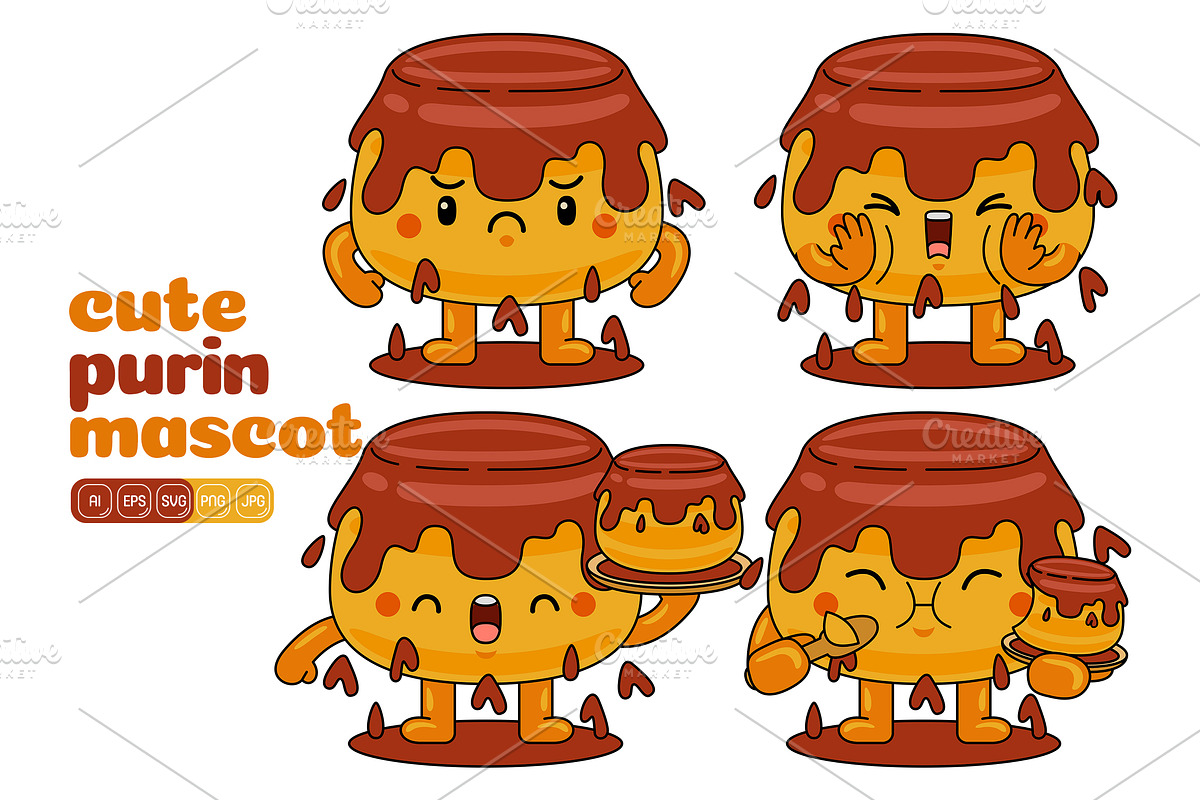 Purin Mascot Vector Pack, an Illustration by MEDZ (Photo 4 of 5)