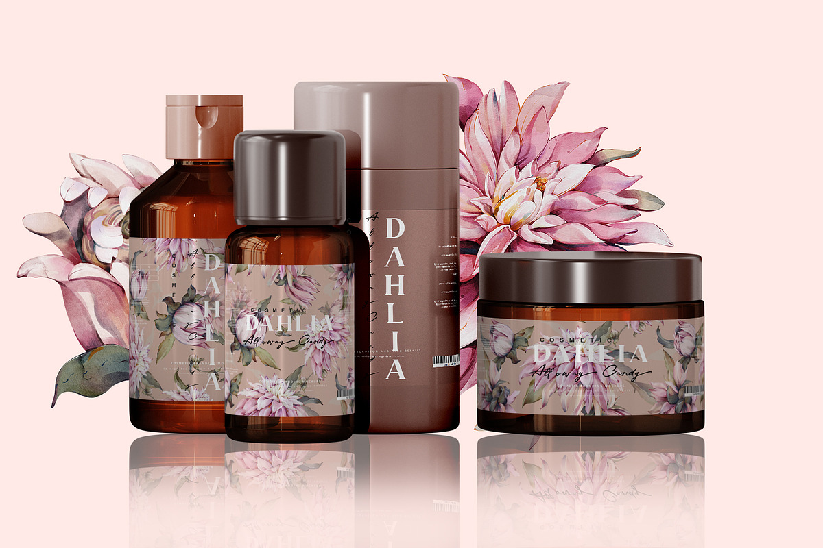 Watercolor Dahlia Floral Elements, a Decorative Illustration by Damian Roh (Photo 5 of 12)
