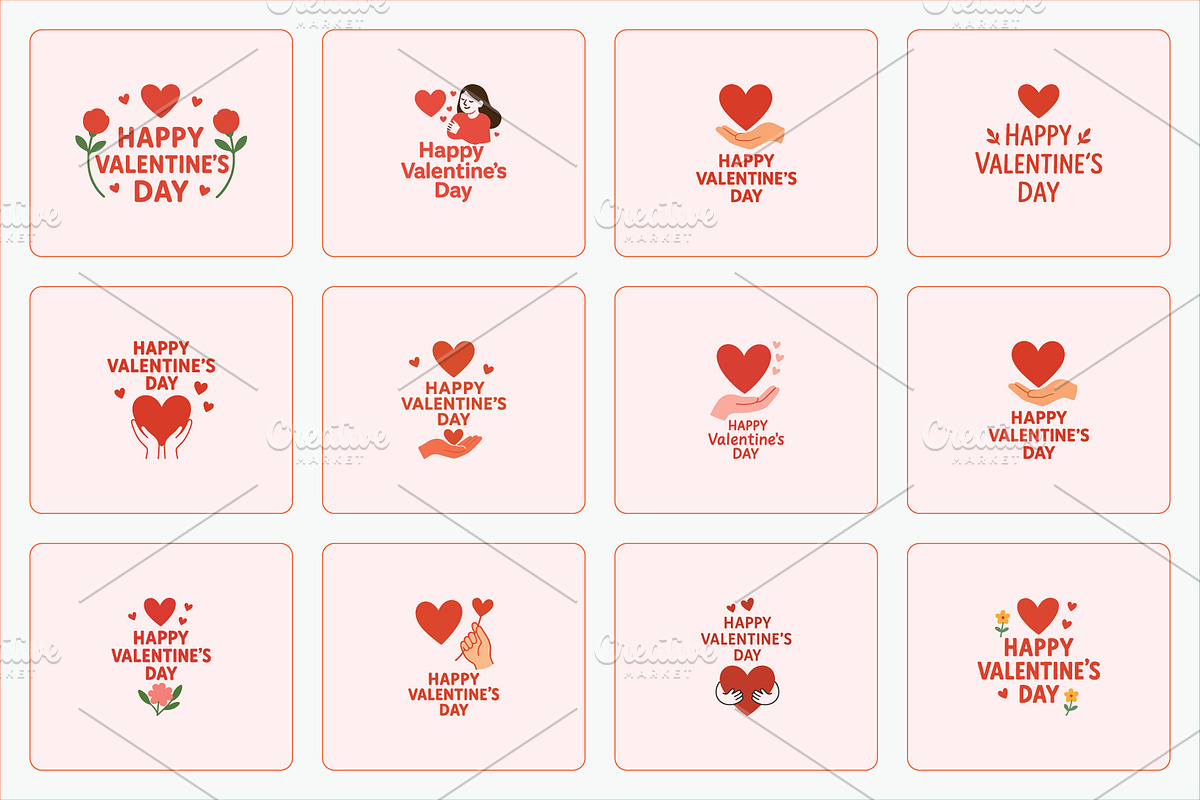 Valentine's Day Heart Logo Set, a Seasonal Illustration by Vectorium Studio (Photo 1 of 3)