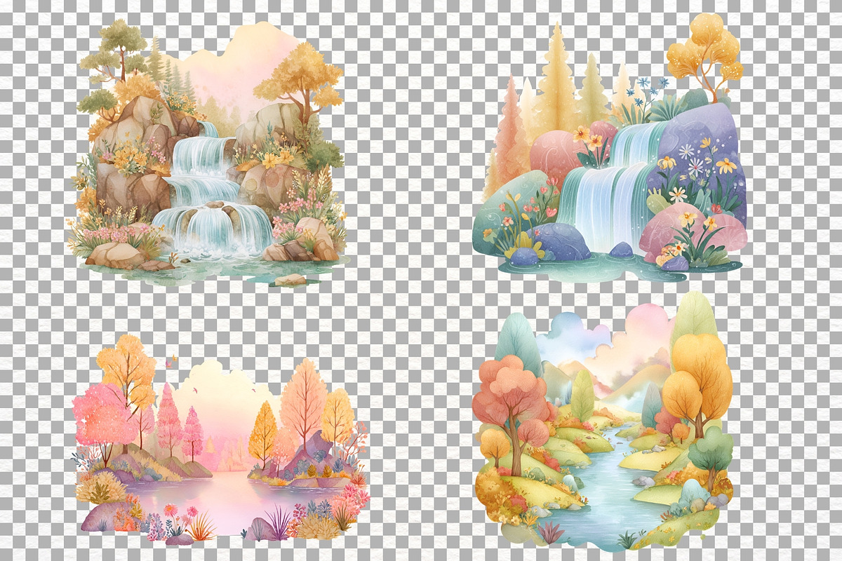 Whimsical Fall Landscape Clipart PNG, a Seasonal Illustration by SugarCloudStudioArt (Photo 7 of 7)
