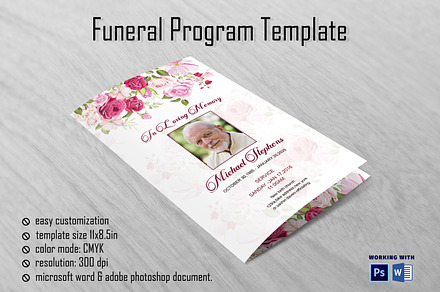 Funeral Program Template Rose, a Brochure Template by Madhabi Studio