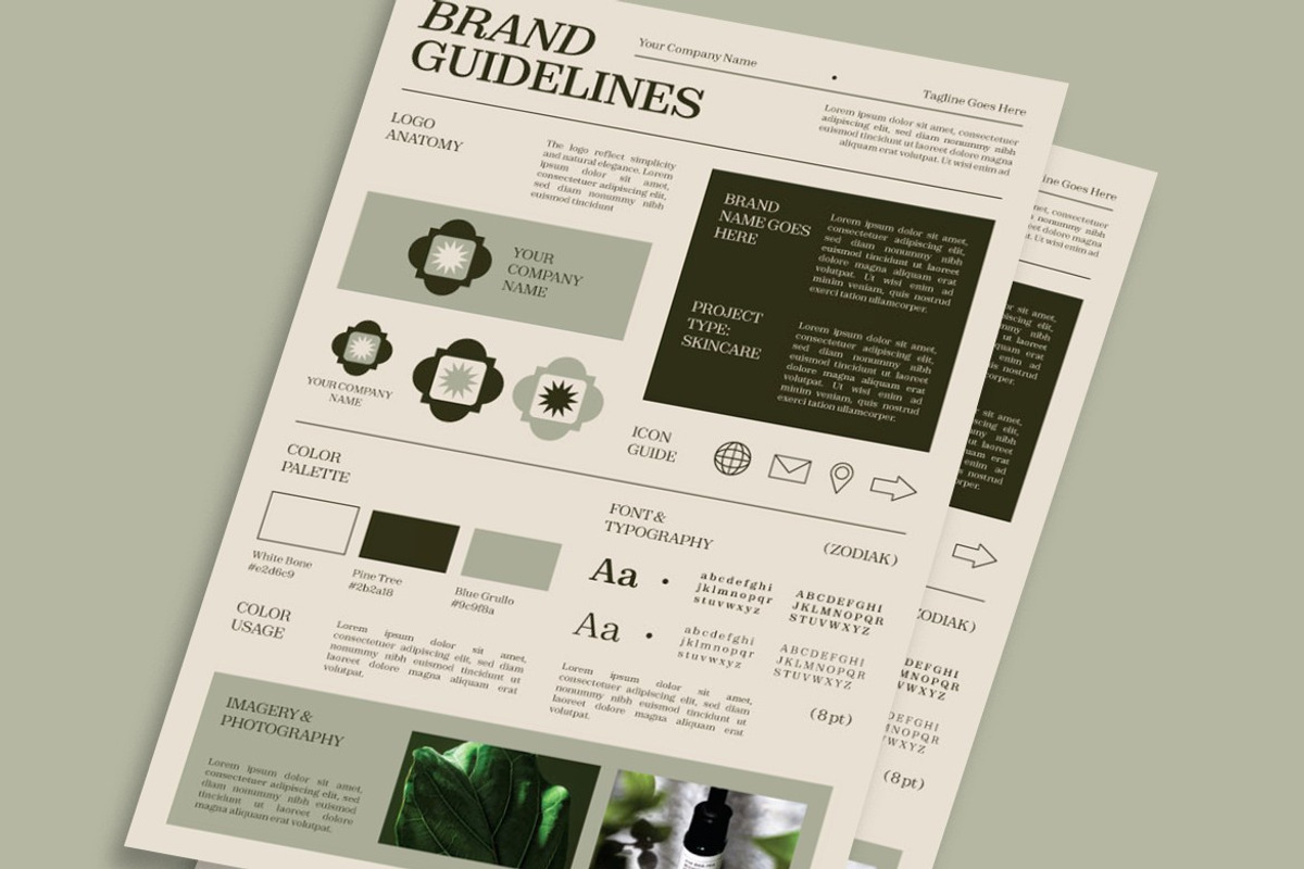 Green Skincare Brand Guideline, a Print Template by graphicook (Photo 3 of 3)