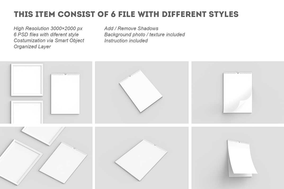 Wall Calendar PSD Mockups, a Print Template by simuradi (Photo 2 of 2)