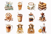 Watercolor Coffee Lover Clipart, an Illustration by Design Market (Thumbnail 2 of 4)