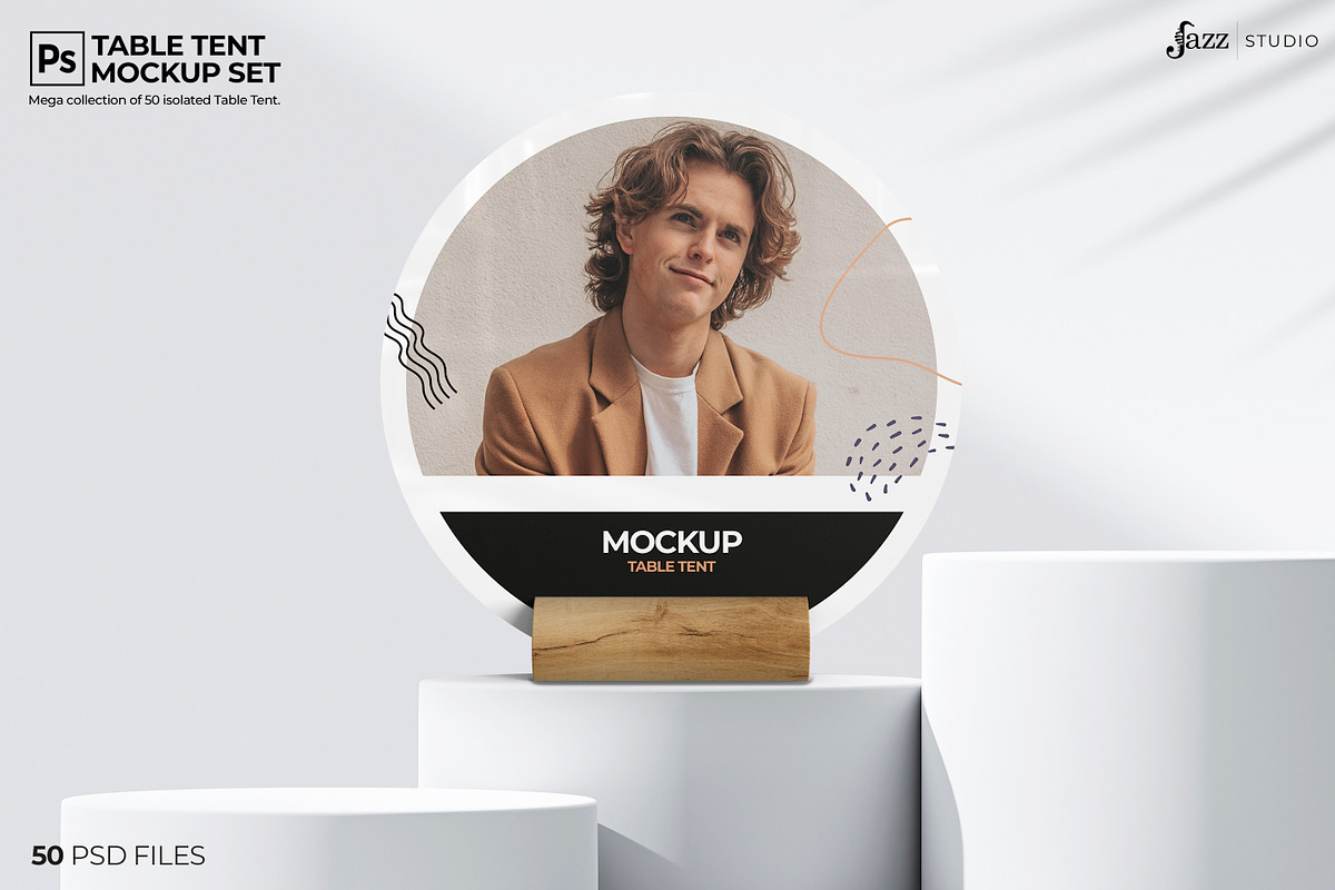 50 PSD Table Tent Mockup Collection, a Mockup by JAZZ STUDIO (Photo 4 of 7)