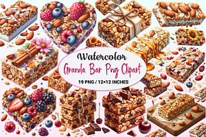 Granola Bar Watercolor Clipart, a Graphic by CitraGraphics