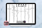 100 procreate sword stamps, a Brush Add-On by Arts For Peace (Thumbnail 7 of 9)