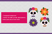 Floral Sugar Skulls Clipart Set, an Object Graphic by Drafts n Doodles (Thumbnail 3 of 3)