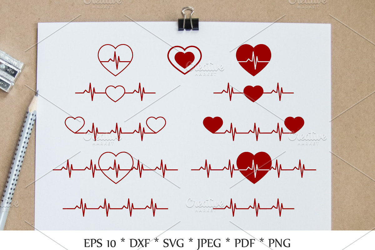 Heartbeat SVG. Line heart beat SVG., an Object Graphic by Kseniia_designer's shop (Photo 1 of 5)
