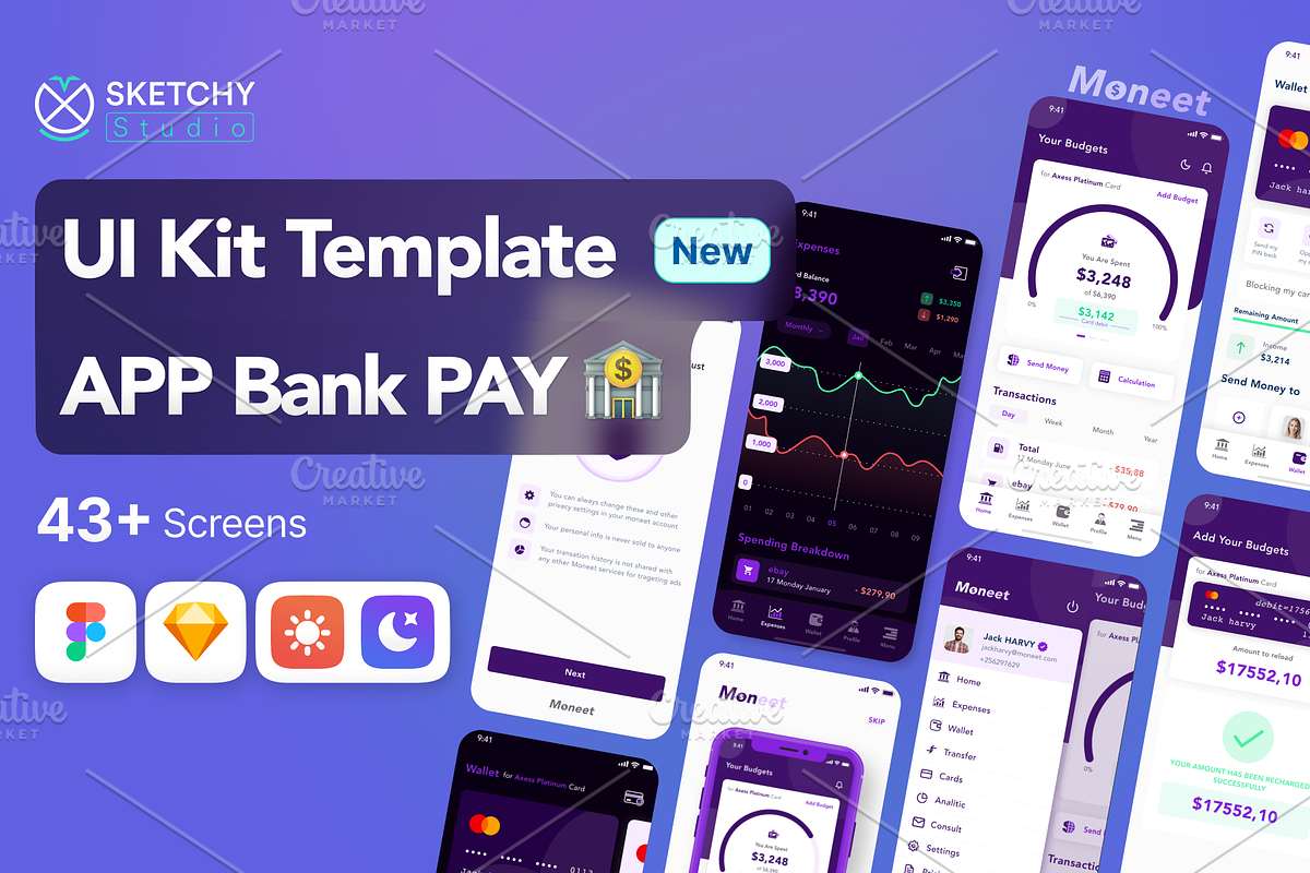 Moneet - Banking mobile App UI Kit, an App Template by arbirafiizakani (Photo 1 of 5)