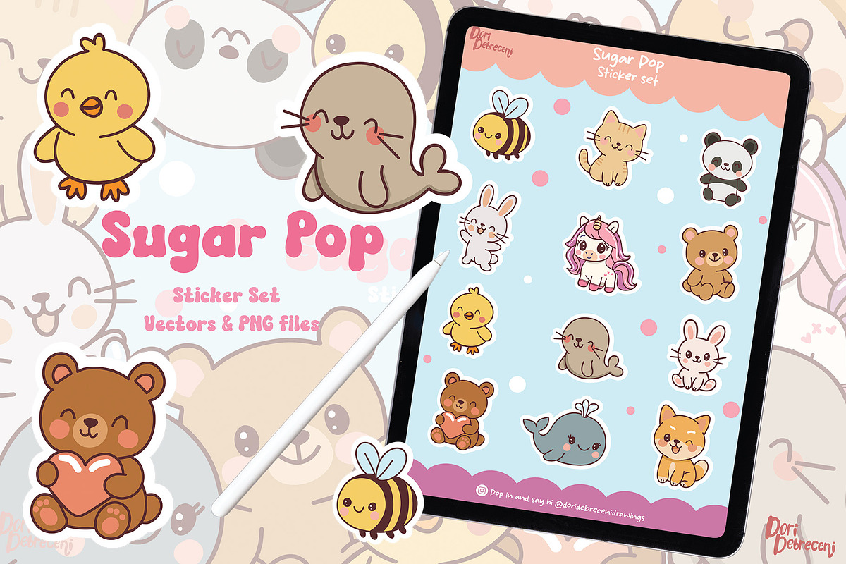 Cute Sugar Pop Sticker Set, a Graphic by Dori Debreceni draws (Photo 3 of 4)