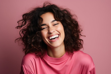 Smiling woman. AI generative., a Person Photo by morepiixel