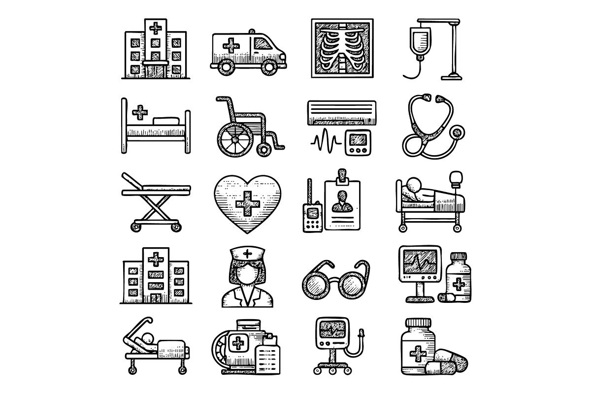 Medical Hospital Icon Set, an Object Graphic by RT Studio