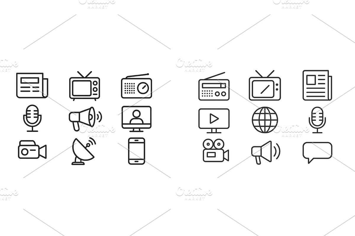 Collection of media icons, a Technology Illustration by ZinetroN