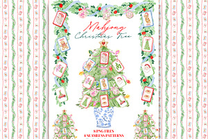Mahjong Christmas Tree illustrations, a Decorative Illustration by TheHappyGiftArt