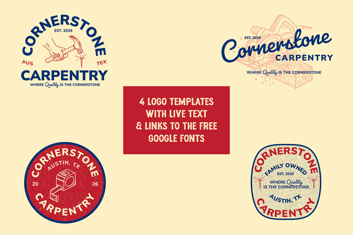 Carpentry Logo Templates + Art, a Branding & Logo Template by Wanderlust Heart Branding (Photo 2 of 6)
