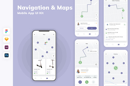 Navigation & Maps Mobile App UI Kit