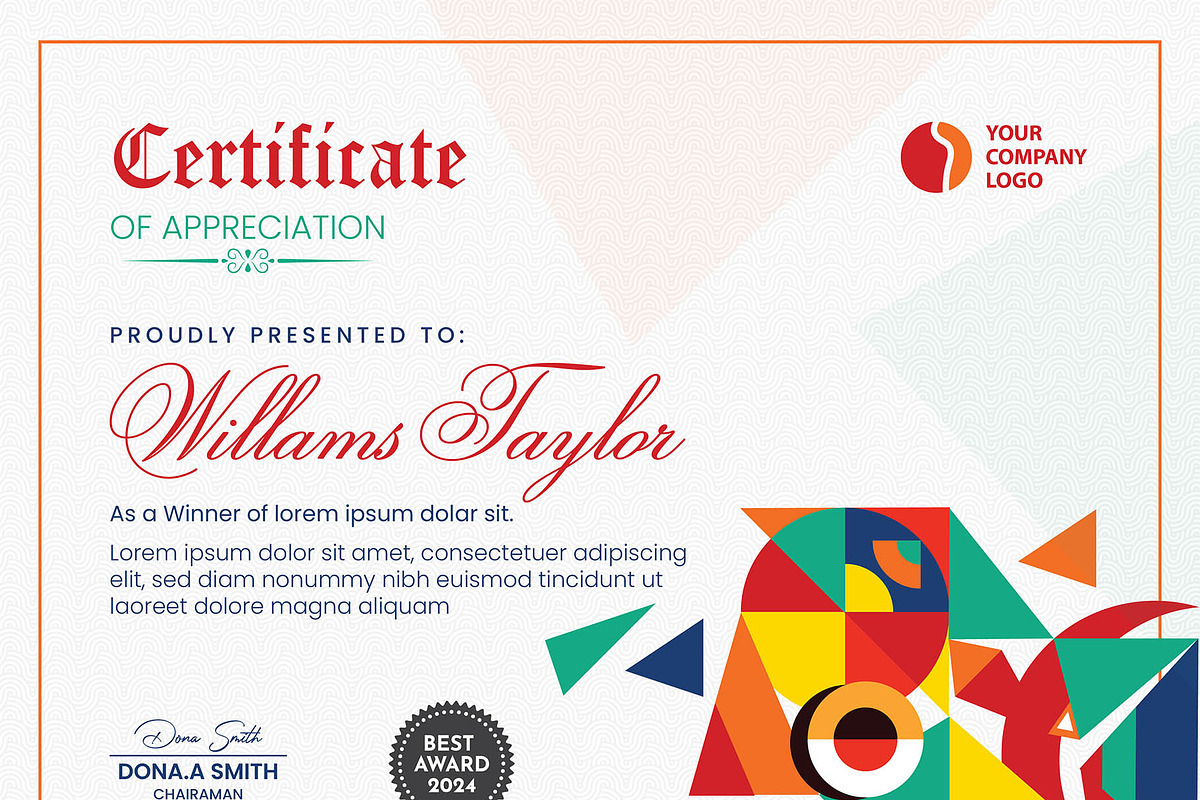 Certificate With Elegant Design, a Stationery Template by MRI STUDIO (Photo 2 of 11)