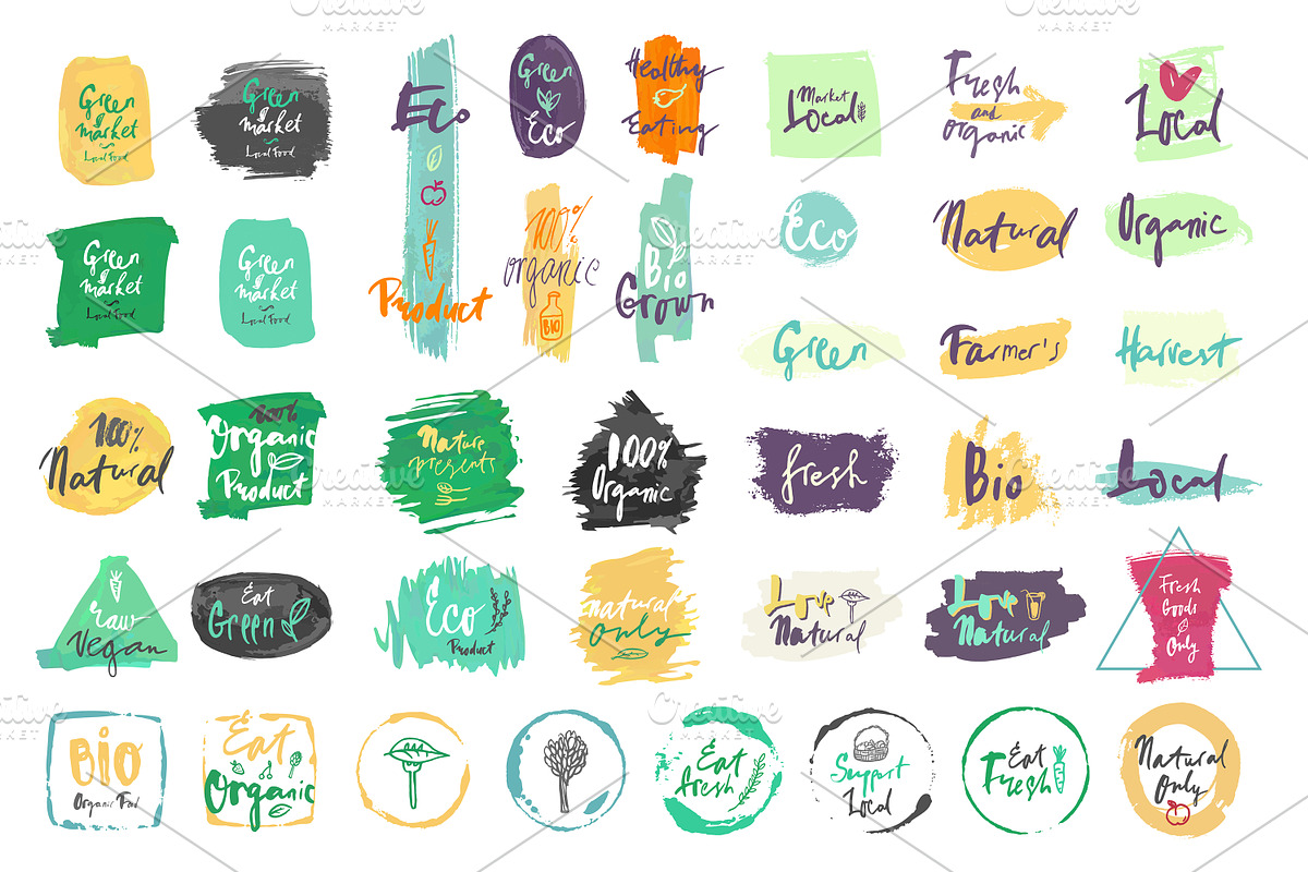 Ecology & Natural Logo Set 40+ Items, a Food Illustration by Moo Graphics (Photo 2 of 3)